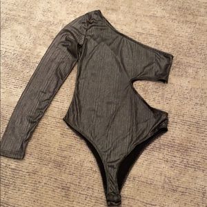Silver Cut-out Bodysuit